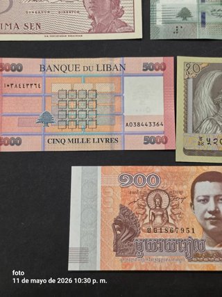 Colección de 19 Billetes asiaticos sin circular.