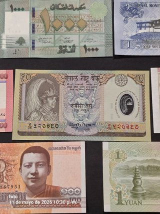 Colección de 19 Billetes asiaticos sin circular.