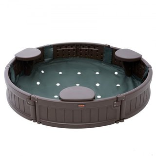 Caja de arena con cubierta, 47.2 x 9.1 in Caja de arena redonda, foso de arena HDPE con 3 asientos en esquina y forro inferior, caja de arena para niños para patio exterior, playa, parque, regalo ...
