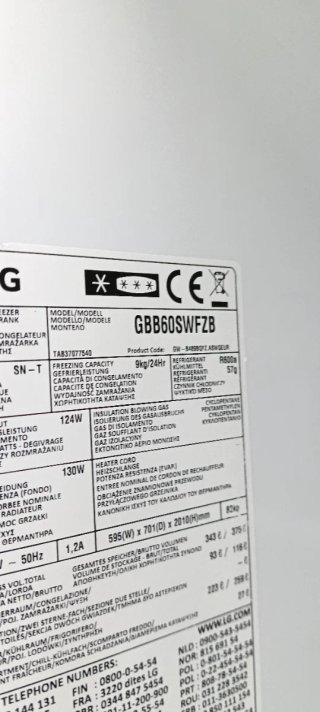 NEVERA COMBI L.G NO FROST ENERGÍA A+