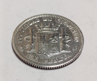 Moneda 1 Peseta Plata 1870 DEM Gob. Provisional