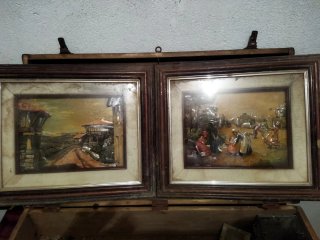 Pareja Cuadros Antiguos Relieve