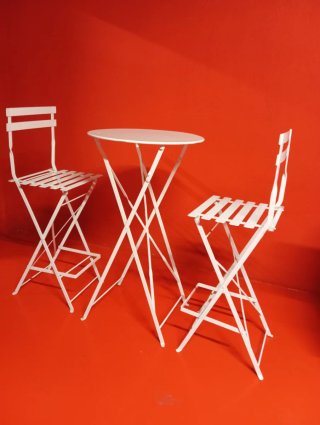 Mesa y 2 sillas metal terraza plegables