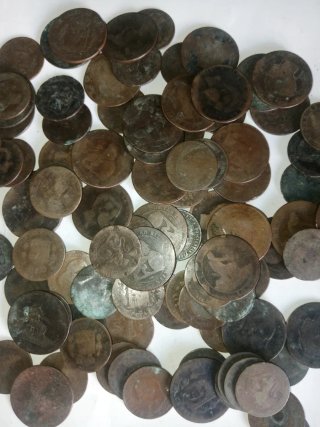Antiguas  Monedas españolas  siglo XIX (19) cobre
