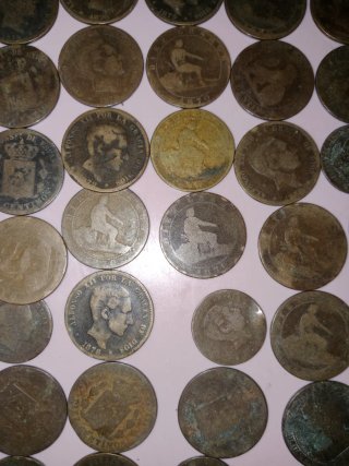 Antiguas Monedas españolas siglo XIX (19) cobre