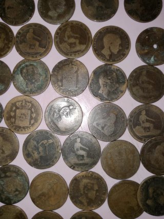 Antiguas Monedas españolas siglo XIX (19) cobre