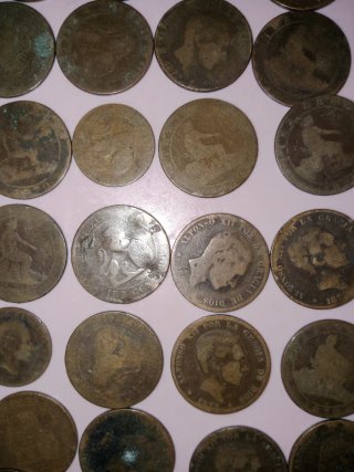 Antiguas Monedas españolas siglo XIX (19) cobre