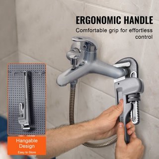 Llave de tubo, llave de tubo recta de aluminio de 18", llave de plomería ajustable, con mandíbula de alta resistencia y mango ergonómico, fácil de transportar, diseño colgante, para tuberías de ag...