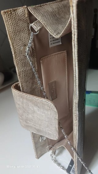 Bolso Biyouxb Brigitte Beige/Plata Cadena