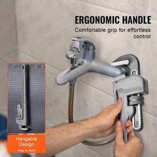 Llave de tubo, llave de tubo recta de aluminio de 24", llave de plomería ajustable, con mandíbula de alta resistencia y mango ergonómico, fácil de transportar, diseño colgante, para tuberías de ag...