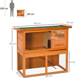 Jaula para Conejos Conejera de Exterior en Madera de Abeto 90 X 45 X 80Cm