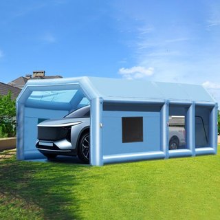 Cabina de Pintura Inflable, 32.8 x 21 x 14.8 pies/10 x 6.4 x 4.5 m Cabina de Spray Inflable, con sopladores potentes de 1100W+750W y sistema de filtración de aire, Cabina de Pintura Portátil para ...
