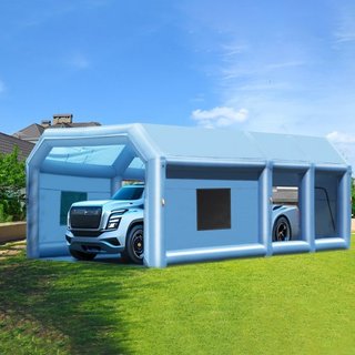 Cabina de Pintura Inflable, 29.5 x 15.7 x 11.8 pies/9 x 4.8 x 3.6 m Cabina de Spray Inflable, con sopladores potentes de 950W+750W y sistema de filtración de aire, Cabina de Pintura Portátil para ...