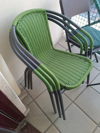 3 Sillas Terraza Metal y Plástico