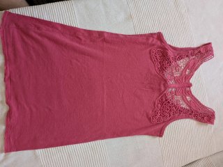 Camiseta rosa con encaje mujer