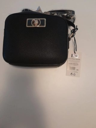 Borsa U.S. Polo Assn. nera con dettagli oro