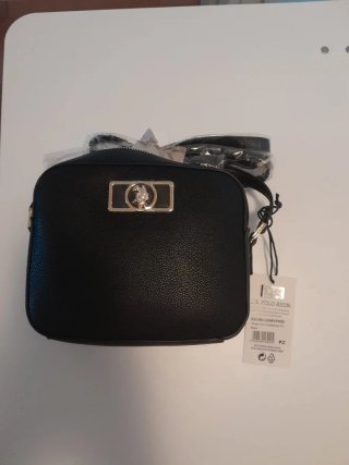 Borsa U.S. Polo Assn. nera con dettagli oro