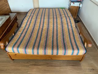 Sofá cama madera 135cm + cojines
