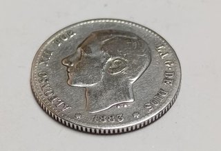 Moneda plata 1 Peseta  1883 MSM Alfonso XII