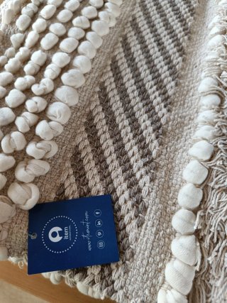 Alfombra Algodón 230x160 Beige/Negro. Nueva