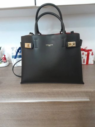 Borsa Victoria & Hugo nera con interno rosso