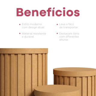 Set 3 Pedestales Cilindro Texturino con tapa-event