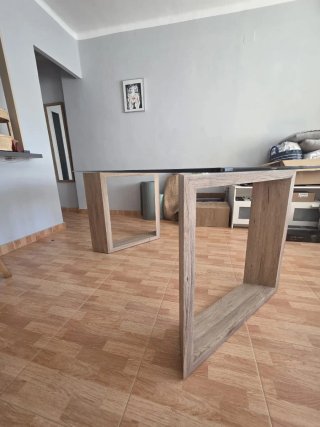 Mesa Comedor Cristal y Madera
