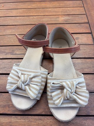 Sandali bambina con fiocco a righe taglia 34