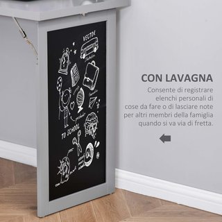 Escritorio Con Librería Y Pizarra, Escritorio Ahorra Espacio Con Tablero Plegable De Madera De Pino, Mesa De Trabajo Con Estantes Regulables, Para Habitación, Estudio, Oficina, 98X51X153 Cm, Gris