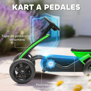 Kart a pedali verde per bambini, giocattoli