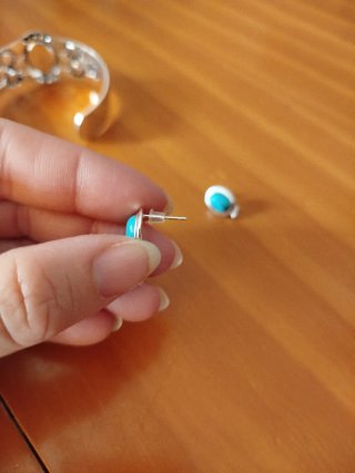 Conjunto pulsera y pendientes piedra azul