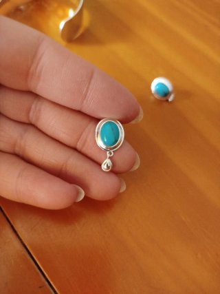 Conjunto pulsera y pendientes piedra azul