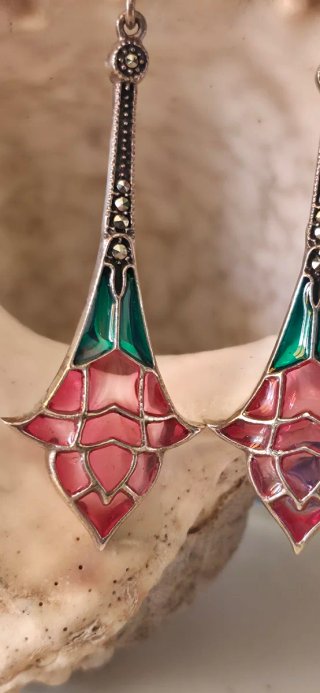 Preciosos pendientes esmaltes y plata