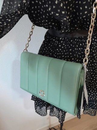 Borsa a tracolla trapuntata verde