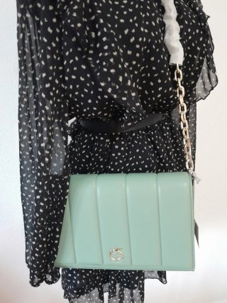Borsa a tracolla trapuntata verde