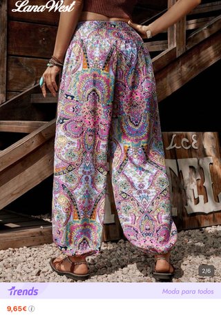 Pantalón estampado ancho de mujer