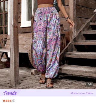Pantalón estampado ancho de mujer