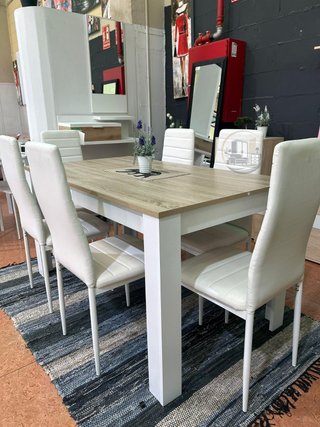MESA COMEDOR SH + 6 SILLAS POLIPIEL
