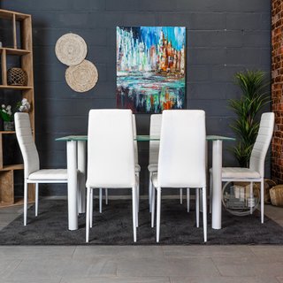 Conjunto de mesa con 6 sillas blanco