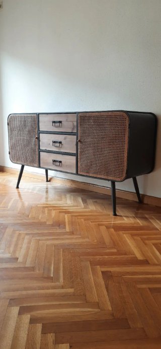 Mueble aparador vintage mid century hierro madera