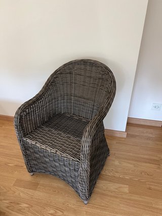 Poltrona in vimini per giardino/terrazzo grigio/marrone