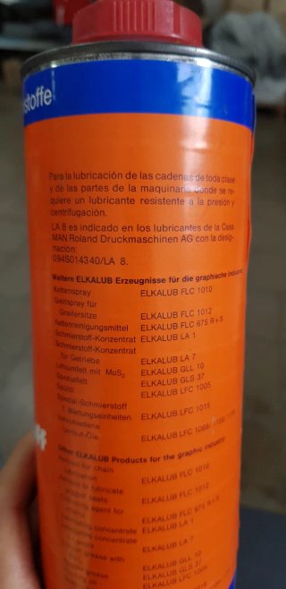 Lubricante Elkalub LA 8 Cadenas