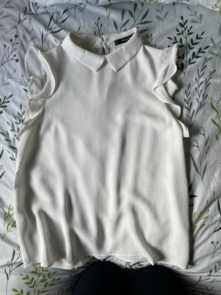 Blusa Mango raso T36 blanca