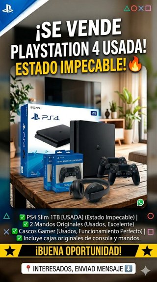 PS4 Slim 1TB Usada - Impecable