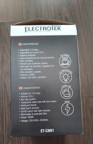 Cafetera de Goteo Electrotek ET-CM61 Nueva