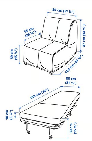 Ikea Licksele Cama-Sillón 80cm