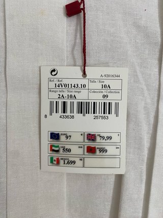 Traje Comunión Niña Talla 10 años Blanco Beige