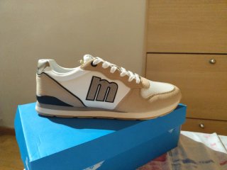 Zapatillas Mustang Hombre Talla 46 Beige/Blanco