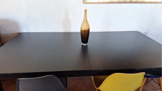 Mesa de comedor extensible madera oscura