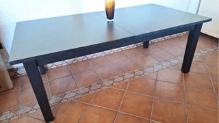 Mesa de comedor extensible madera oscura